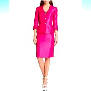 Tahari ASL Women's 3/4 Sleeve Jewel Button Jacket & Skirt